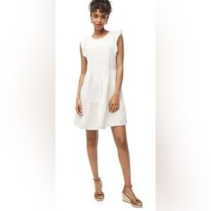 NWOT J Crew Factory 100% Cotton Pure White Gauze Mini Dress, Size 4